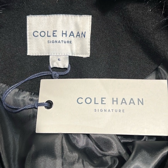 Cole Haan Signature Slick Wrap Coat with Faux Fur Trim - Picture 14 of 16